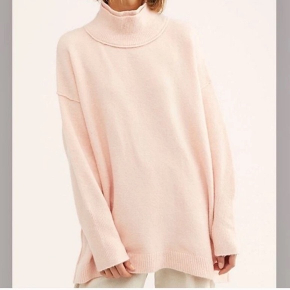 Free People Afterglow Mock Neck Sz S Wool Blend Oversized Slouchy Long Sweater - Picture 1 of 12